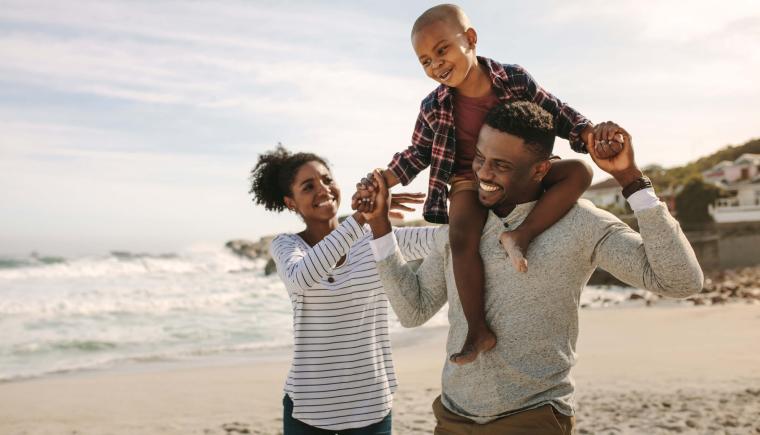 Family enjoying time on the beach